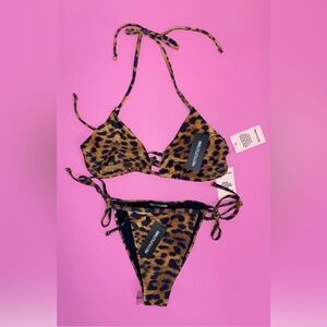 LEOPARD TRIANGLE BIKINI TOP SIZE US 8 NWT